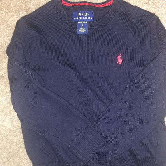 Boys Navy Polo Sweater - Picture 2 of 2